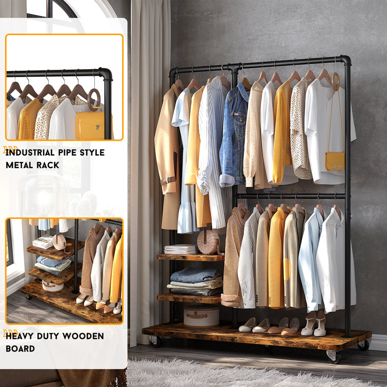 Heavy duty clothing rack on online wheels